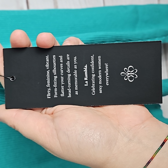 NWT La Rambla Teal Strap Cut Out Ribbed Sweater - Size Large - Picture 7 of 12